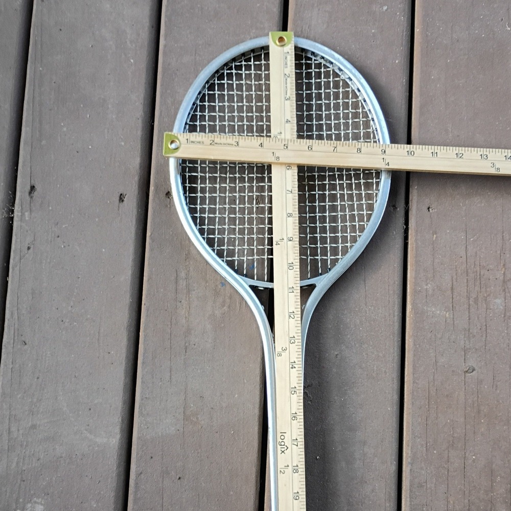 Vintage Aluminum Tennis Racket Unisex 27in Silver Fair Engraved Ted Kelley